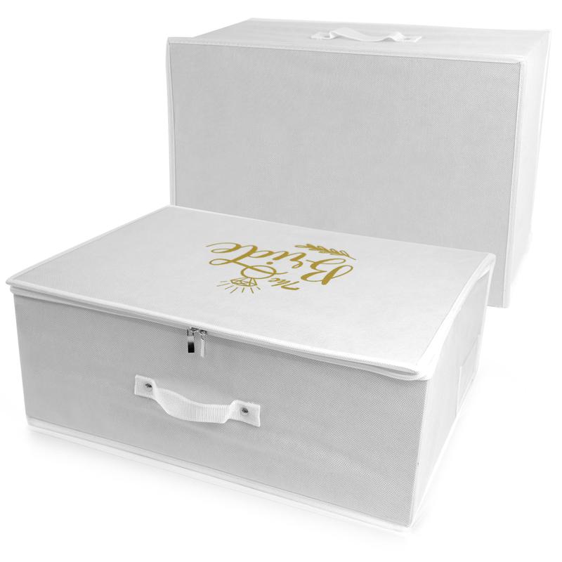 WEDCOVA UK White Personalised Wedding Dress Travel Box Breathable Bridal Dress Medium Size Storage Box Flight Cabin Size Fabric Box… 5