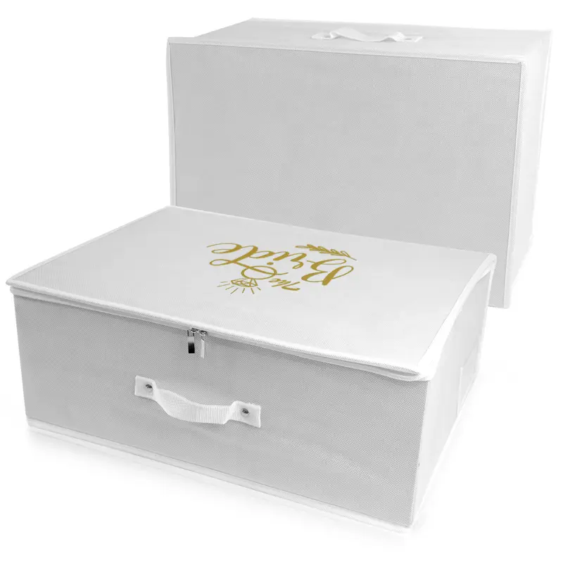 WEDCOVA UK White Personalised Wedding Dress Travel Box Breathable Bridal Dress Medium Size Storage Box Flight Cabin Size Fabric Box… 4