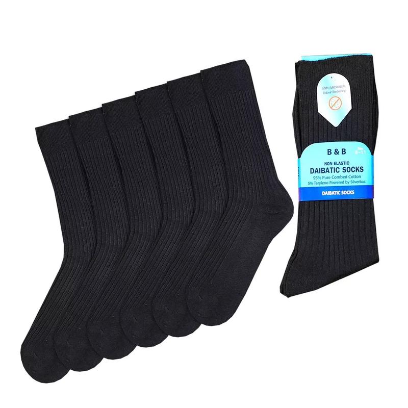 Mens Non Elastic Diabetic Socks Loose Soft Grip Top Adults UK 6-8, 8-11 Sizes Cotton Menswear Dress Polyester 4