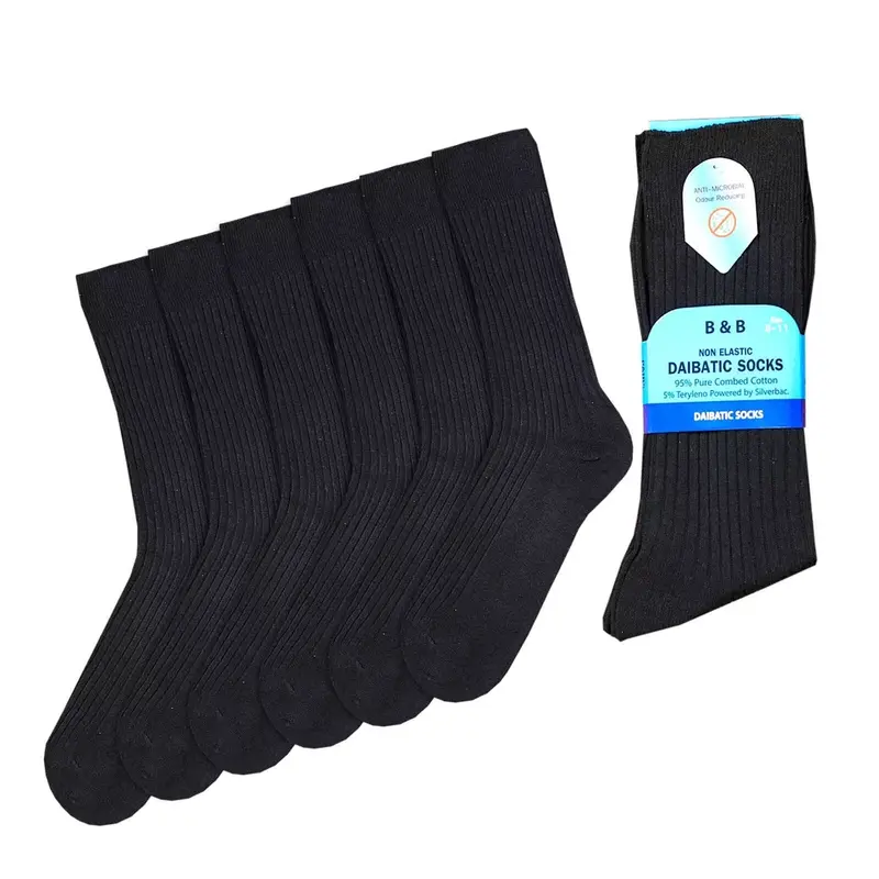 Mens Non Elastic Diabetic Socks Loose Soft Grip Top Adults UK 6-8, 8-11 Sizes Cotton Menswear Dress Polyester 4