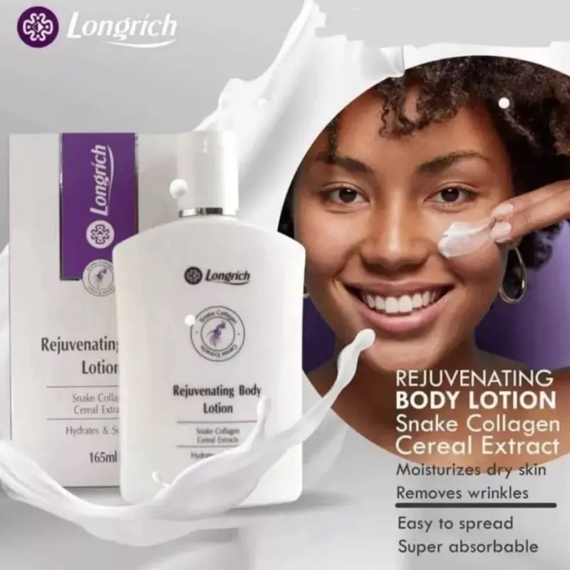 Longrich Rejuvenating Body Lotion with Snake Collagen Cereal Extract - Hydrates & Softens Skin - Skincare - 2 Bottles, 165ml Each Moisture Moisturizing