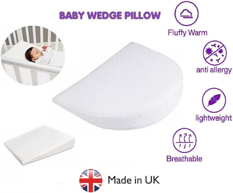 Soft Round Wedge Pillow Foam Filled Anti Re-flux Colic Cushion Anti Choking For Pram Crib Cot Kids Bed Cotton Blend Cover For Boys Girls 1