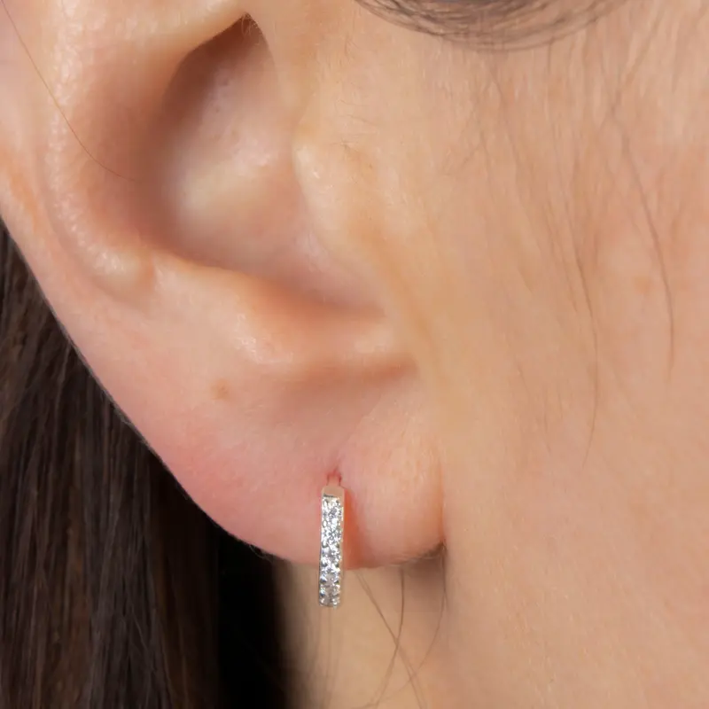 Titania Diamante Huggies With Fresh-water Pearl Charm - Sterling Silver 925 2