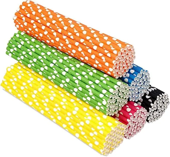 120pcs Biodegradable Recyclable Paper Straws for Party Birthday Wedding - Disposable - Cookware