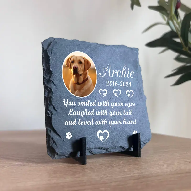 Personalised Pet Memorial Plaque with Photo and Text Slate 4