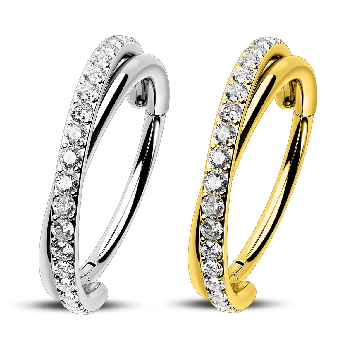 Oufer 20G Entwine CZ Hinged Segment Nose Ring 316L Stainless Steel