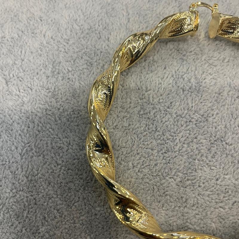 80mm gold filled patern hoops gold plated twist 1