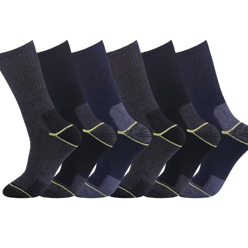 6 Pair Big Foot Men's Work Boot Socks Heavy Duty Thermal Socks Safety Reinforced Heel and Toe Warm and Confortable Socks Size 11-14 UK 1