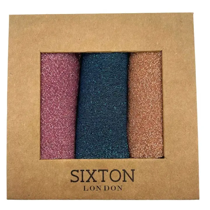 Sixton London Rio Trio of Sparkle Socks in Roxy
