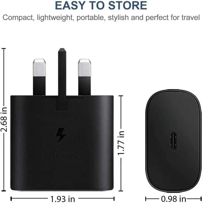 USB-C Fast Adapter Charger Plug, Type-C Fast Charging Cable, USB Mains Wall Charger with Type C Cable for Galaxy S24/S23/S22/S21/S20/A55/A54/A53/S22/S22/S21/S23Ultra, S22 Ultra, S21 Ultra, A34/33/73/72/71/52 Secure And Reliable Mobile Cellphone smartphone 6