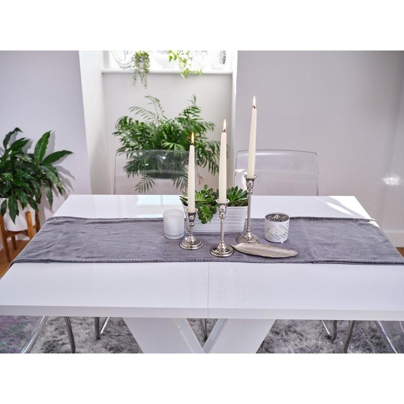 White Gloss Dining Table Small Kitchen Extending 120-160cm V Leg 6-8 Seats Masy 5