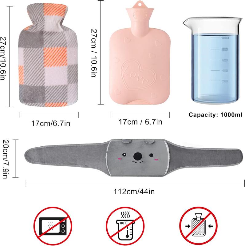 3-Piece Hot Water Bottle Belt Comforting Wearable Wrap Around Stomach Back Waist Soft Christmas Gift 1