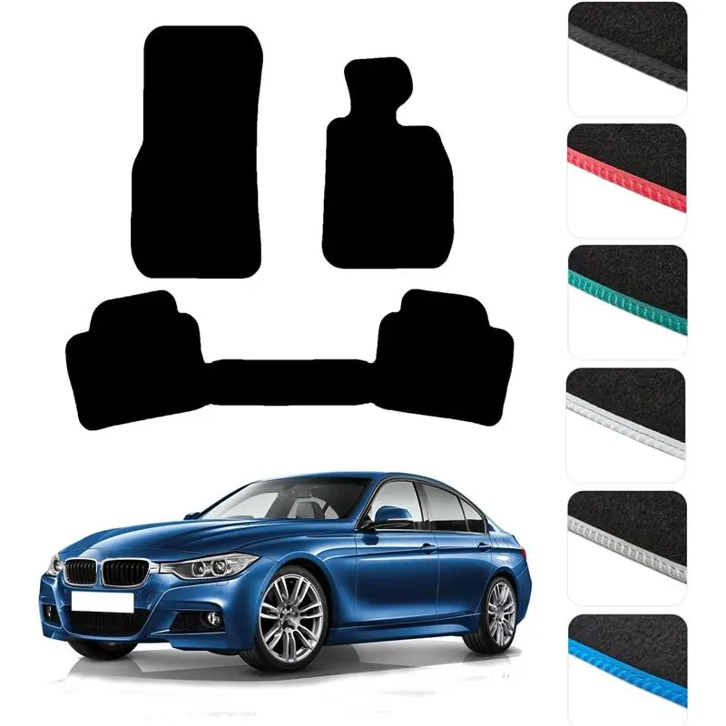 GCM - Car Floor Mats for BMW 3 Series F30 & F31 2012-2019 (one piece rear) Full Coverage Floor Protection - Fit Rubber Car Mats with Clips Easy to Clean Heavy Duty All-Weather