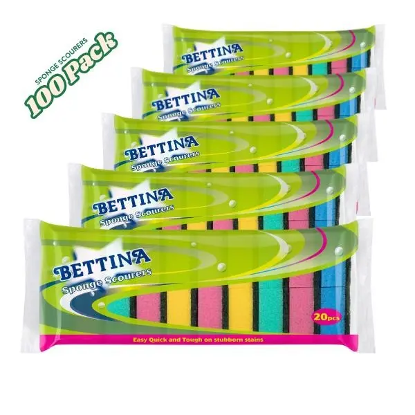 100-Pack Ultra-Absorbent Kitchen Sponge Scourers Cleaning squeeze rinse disinfecting sponges Multicolor scrubbing and cleaning Sponge Scourers