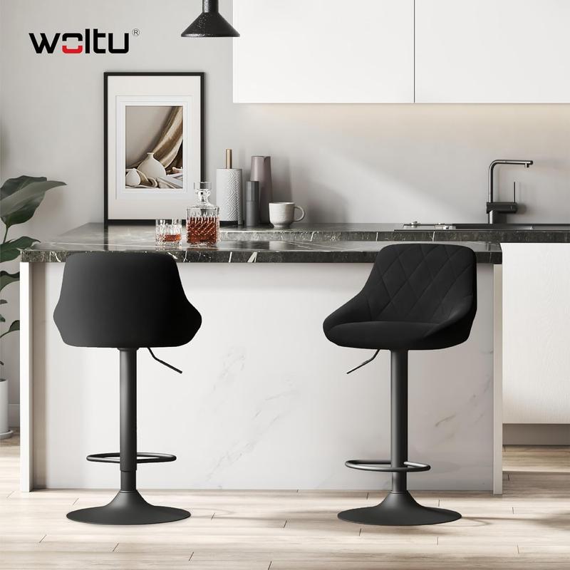 WOLTU Bar Stool Bar Chair Breakfast Dining Stool Chair for Kitchen Island Counter Velvet Exterior, Adjustable Swivel Gas Lift, Steel Footrest & Base, BH219sz-1 1