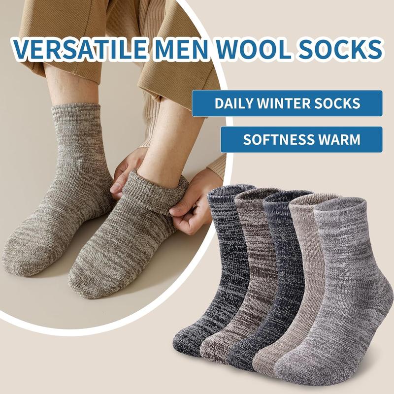Product Introduction of 5 Pairs of Men's Heavyweight Wool Thermal Socks - Thick & Warm Crew Socks for UK Sizes 7-11, Perfect Gift for Winter 8
