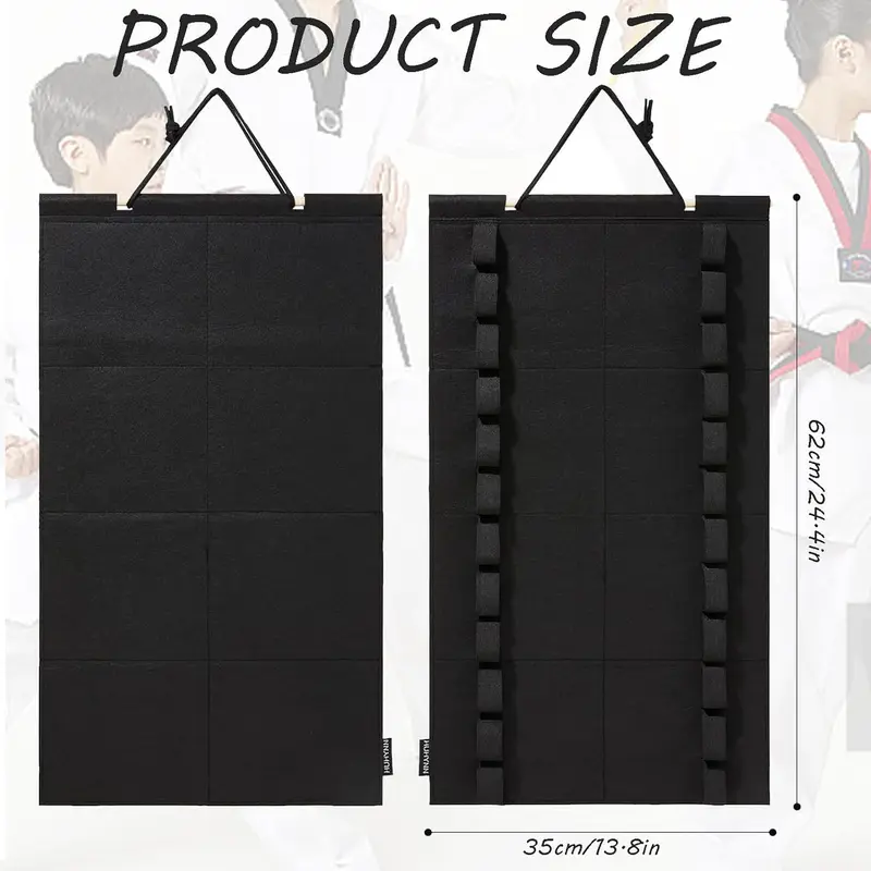 12 Belts Karate Belt Display Rack, Wall Hanging Martial Arts Belt Holder, Black Karate Taekwondo Belt Organizer for Kids Adults Martial Arts Learners(No Belts) 1