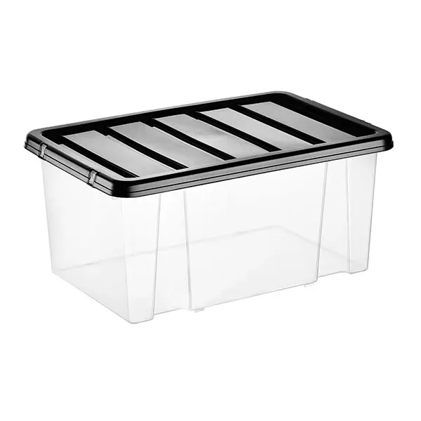 8 Litre Box With Black Lid Container Organiser Plastic Household Transparent plastic  storage  box