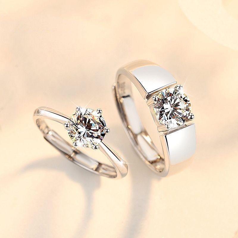 【 Gift 】 can adjust the genuine Mosan diamond couple ring 4