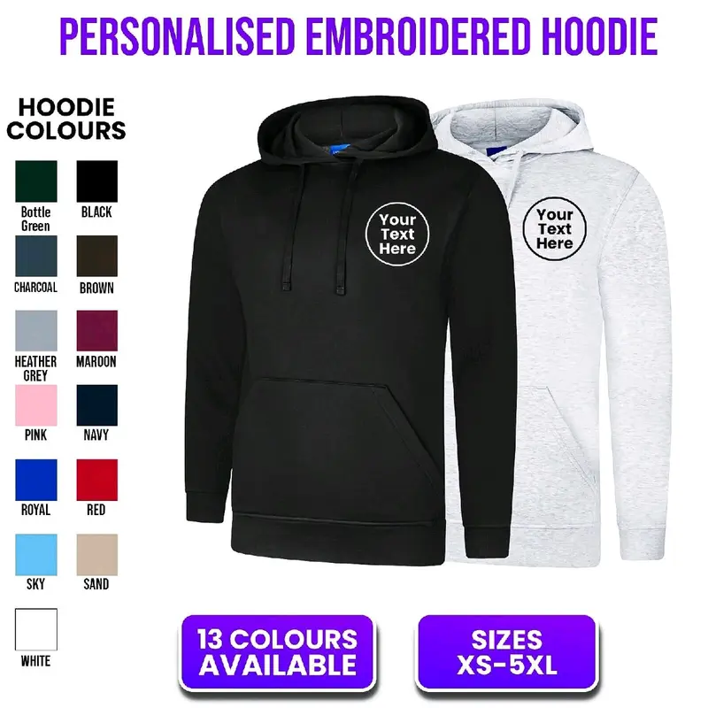 Personalised Custom Print Embroidered Hoodies Hoody Custom Name Hooded Sweatshirt Cotton Fabric Embroidery Sweaters 0