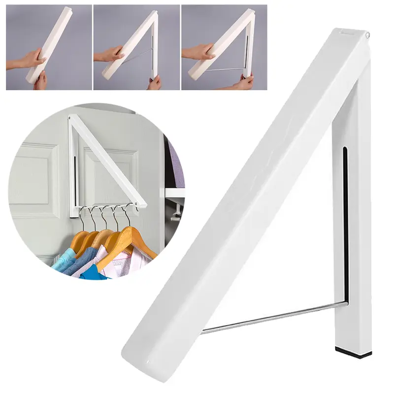 1x Retractable Folding Wall Mount Clothes Hanger Laundry Drying Rack Organizer 0