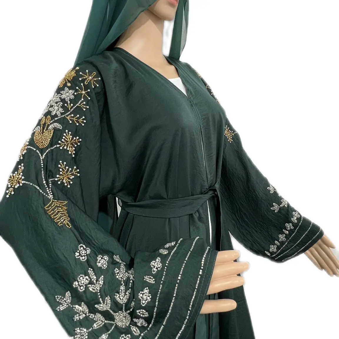 Emerald Green Harir Maqsood Fabric Abaya