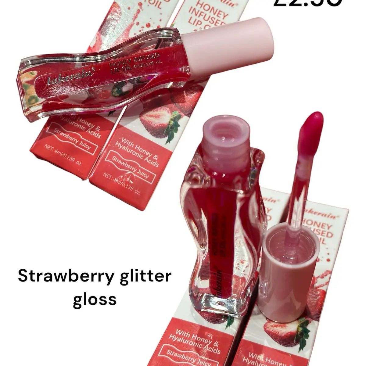 Strawberry Juicy Glitter Clear Gloss for Lips - Lipstick and Lipgloss