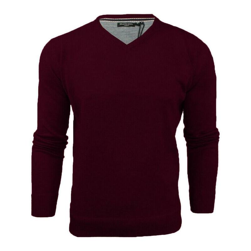 Brave Soul Mens  V-Neck Light Knitted  Jumper Sweater Jersey Top 3