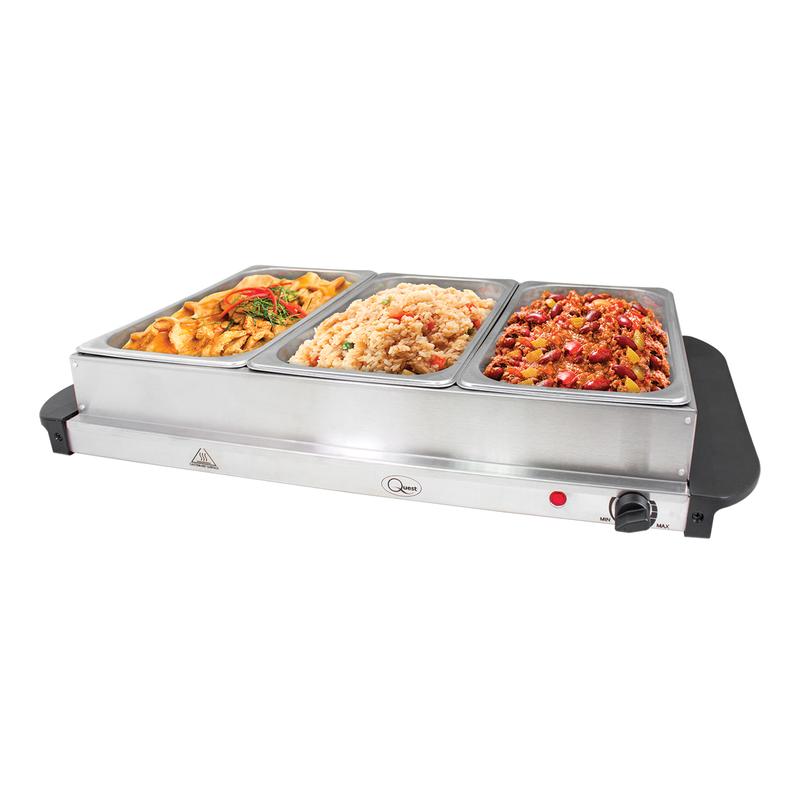 Quest Large Buffet Server and Food Warming Tray - 3 x 2.4L Trays - Great for Parties, BBQ's Christmas and Breakfasts Plate Set 0