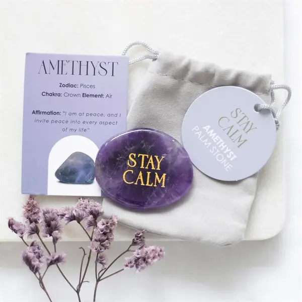Stay Calm Amethyst Crystal Palm Stone 5