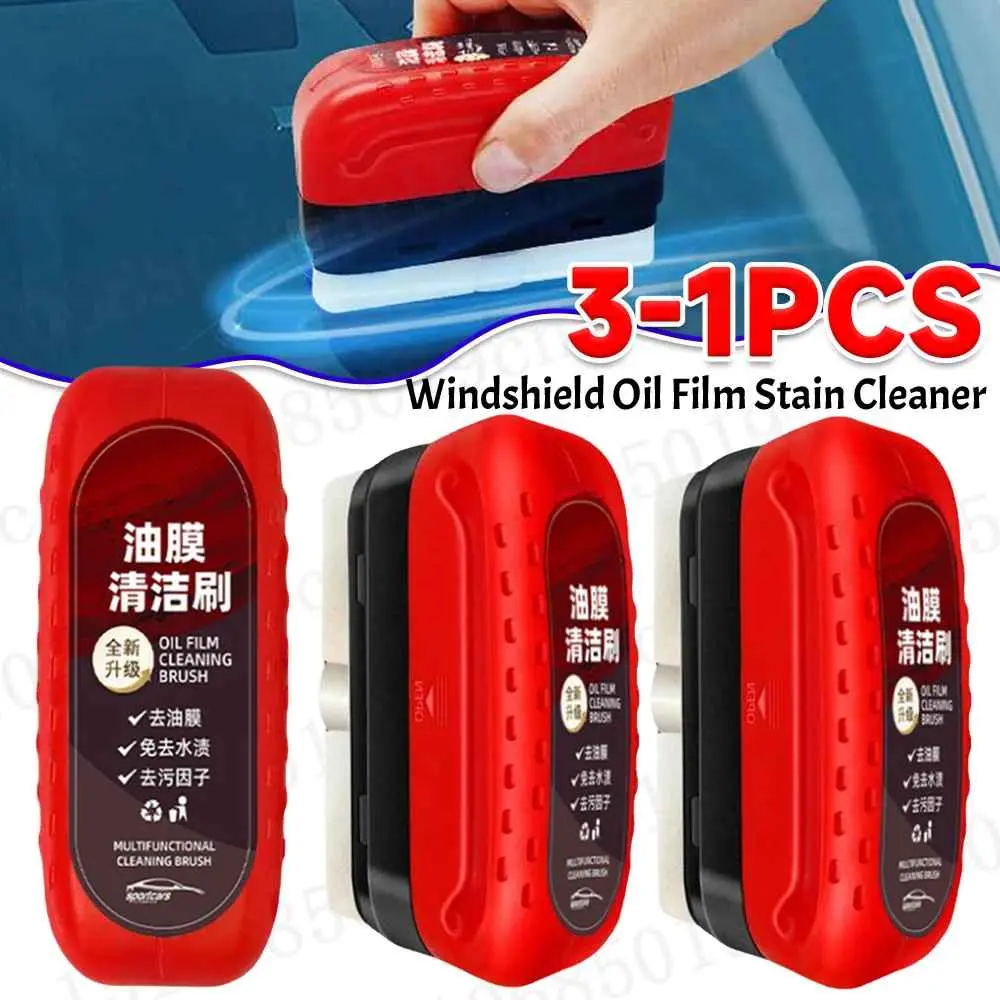 Car Windshield Cleaner, 120ml Car Glass Oil Film Cleaner with Reusable Foam Sprayer, Versatile Effective Glass Cleaning Brush, Oil Film Cleaning Brush, Car Cleaning Tool, Car Washing Tool, Car Detailing, Car Cleaning Kit for Deep Cleaning windshield