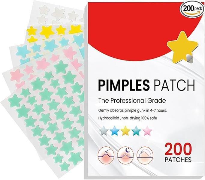 200pcs Hydrocolloid Acne Patches,Acne Patch Pimple Patch,Hydrocolloid Patches for Pimples, Blemishes, Zits, Acne Patches for Face Skincare 0