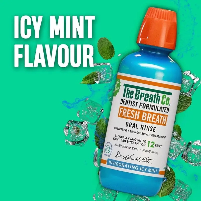 Alcohol Free Mouthwash - Dentist Formulated Oral Rinse for 12 Hours of Fresh Breath - Icy Mint Flavour, 500ml Daily Vegan 4