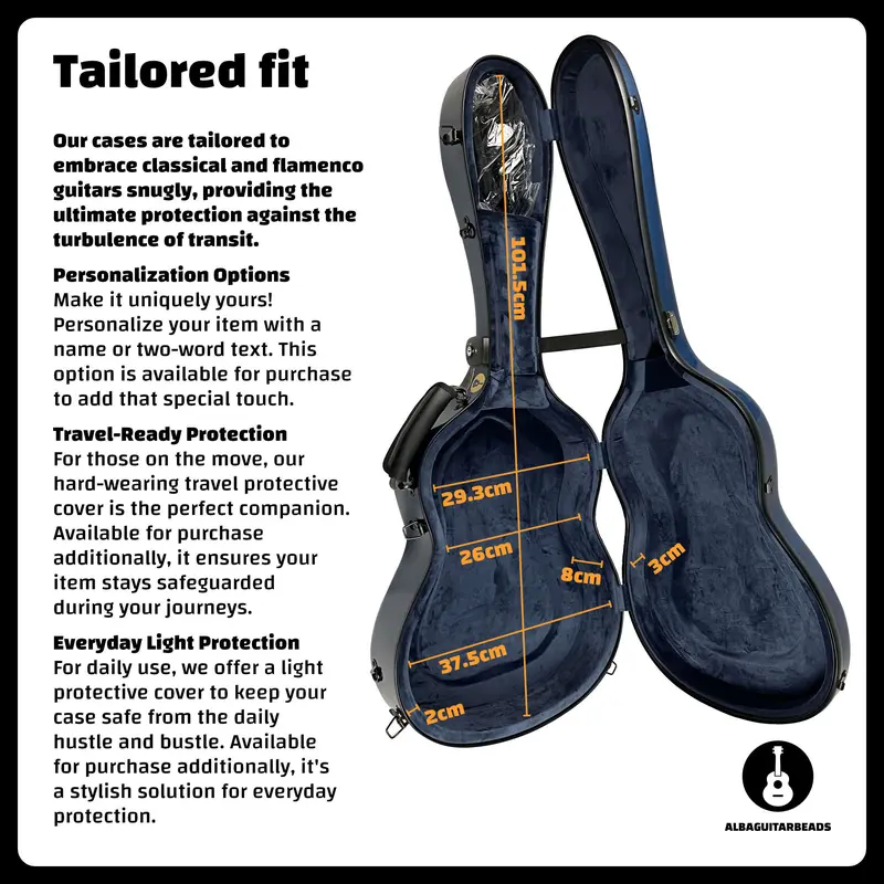 Alba Guitar Beads Case Blue Carbon Pattern Gloss for Classical Guitar Acoustic, Flamenco guitar case 2