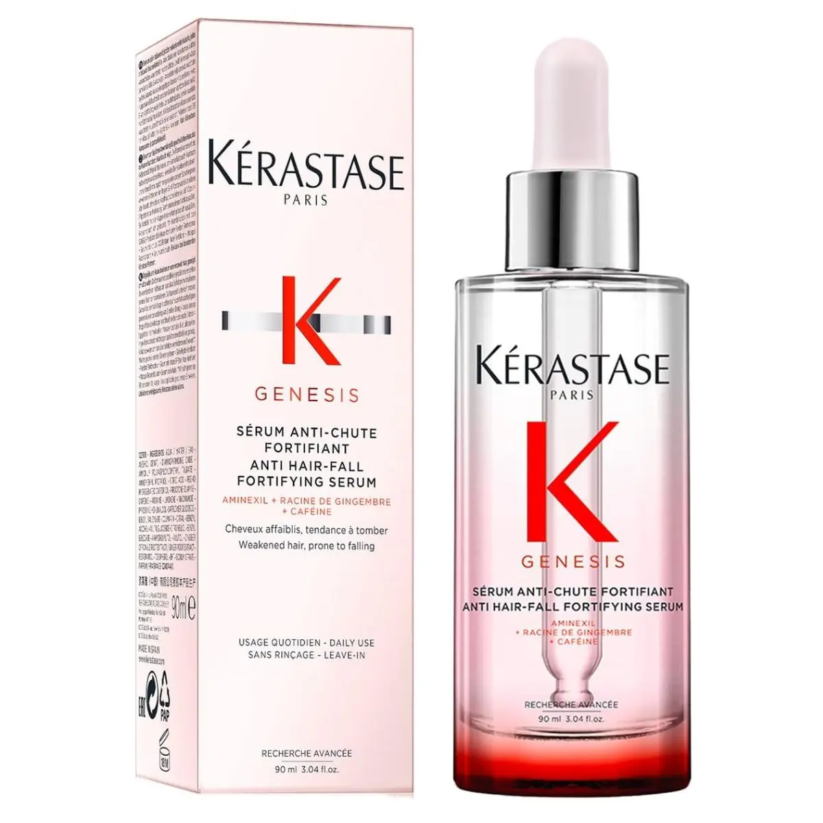 Kérastase Genesis Hair Serum, Nourishing & Fortifying Leave-In Conditioner, For Weakened Hair, With Ginger Root & Edelweiss Flower, Sérum Anti-Chute Fortifiant, 90 ml Haircare Daily Comfort