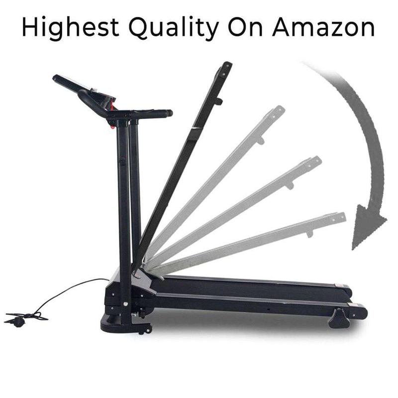Foldable Treadmill Home Indoor Gym Cardio Fitness Treadmills for Office Heavy Duty Space Saving Electric Motorized Running Walking Jogging Machines LCD Display Pad Mobile Water Bottle Holder 5