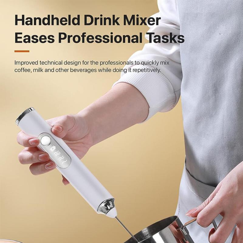 ⭐[Delivery In 2-3 Days]⭐Rechargeable Electric Milk Coffee Frother Whisk Egg Beater Handheld Frappe Mixer 3
