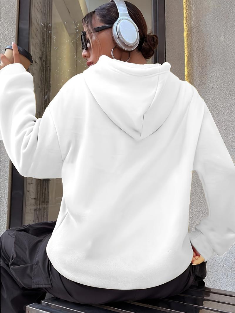 Product Introduction of Milano Print Kangaroo Pocket Hoodie, Casual Long Sleeve Drawstring Hoodies Sweatshirt, Women's Clothing 10