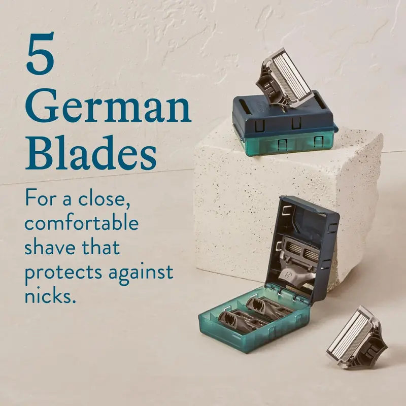 Harry's Razors for Men - Indigo Blue Handle, 13 Razor Blade Refills, Travel Blade Cover - Smooth and Comfortable Shave 1