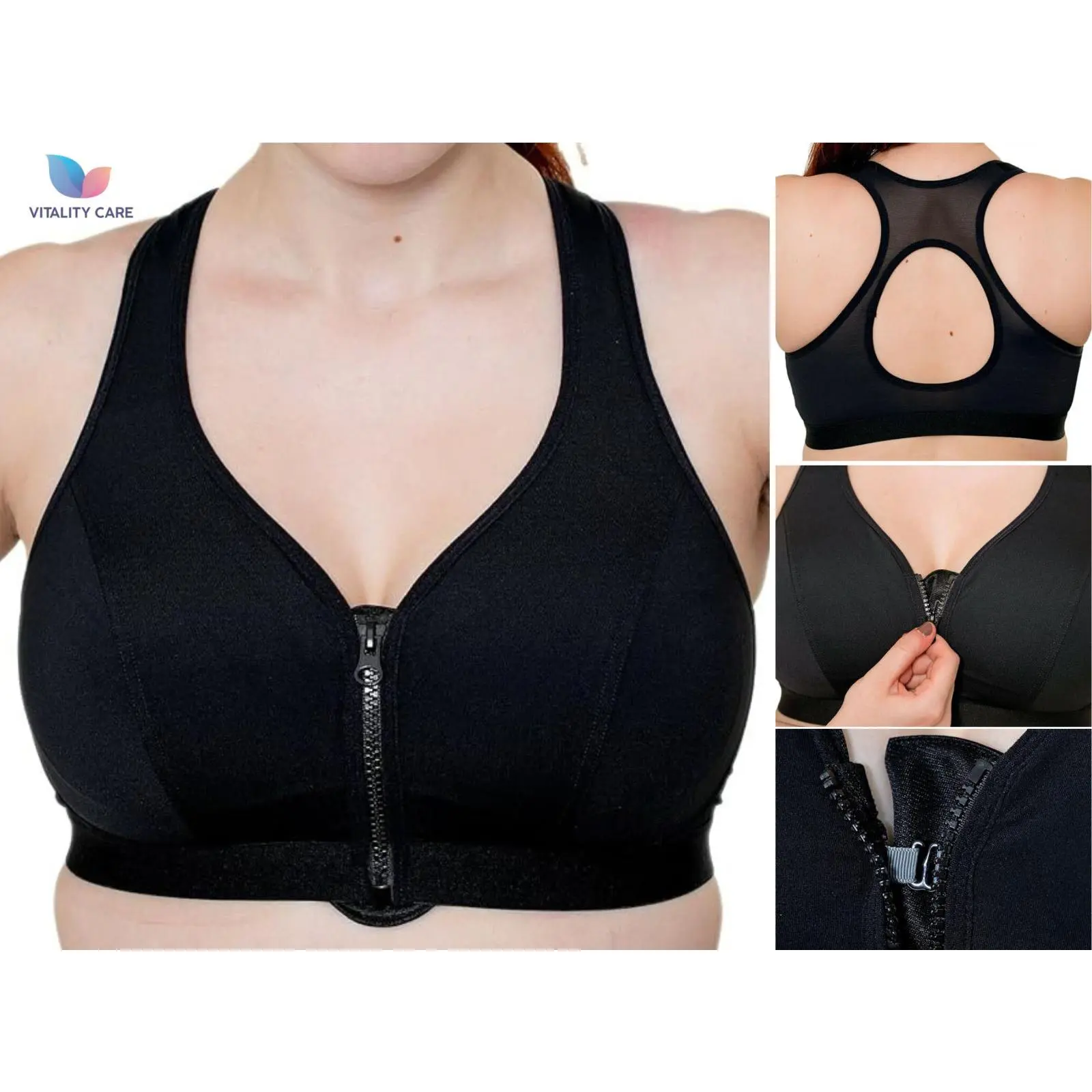 Ladies Non Wired Sports Bra with Adjustable Straps and No Bounce Technology - Black