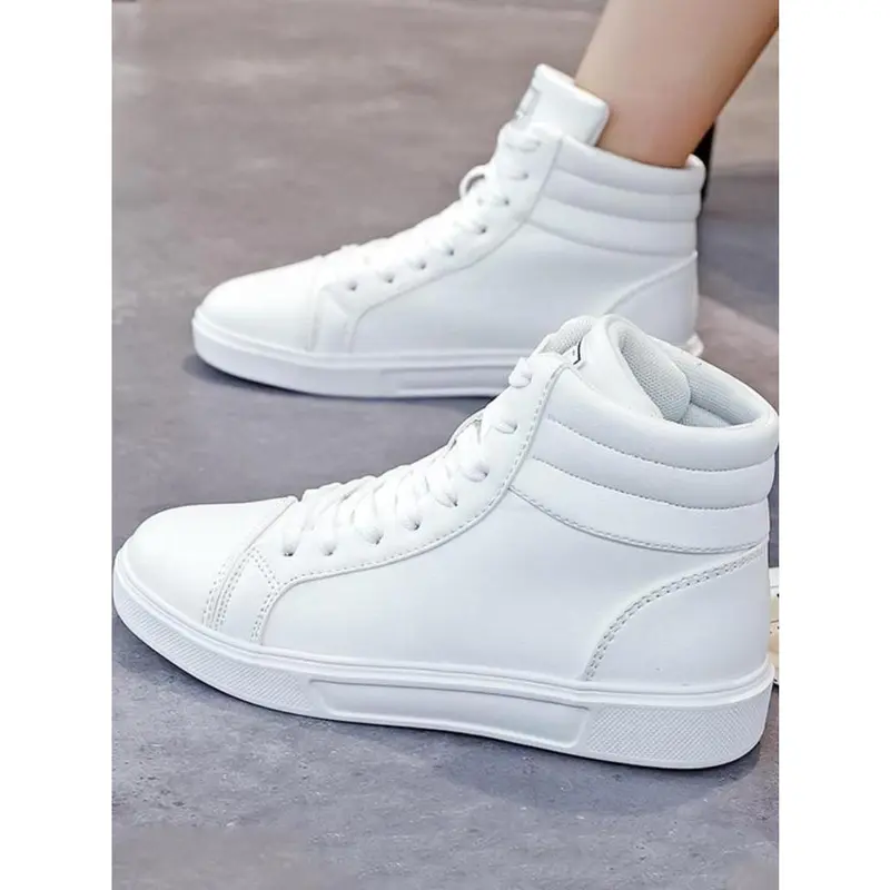 Sporty Women's Patched Lace Up High Top Walking Shoes, Fashionable Comfortable Sports Shoes for Daily Wear, Female All-Match Round Toe Sneakers for Daily Wear 8