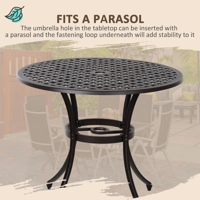 Cast Aluminium 4-Seater Outdoor Garden Table & Chair Set Brown 4