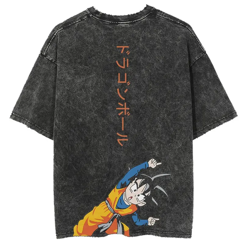 Dragon Ball Anime Graphic  T Shirt Summer Short Sleeve Cotton Tshirt Vintage Tops Hip Hop Streetwear Men Washed T-Shirt