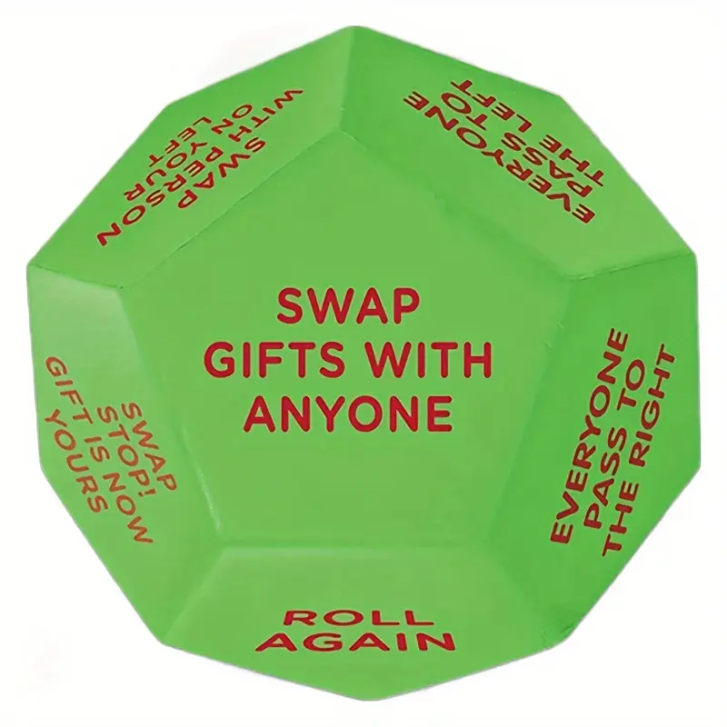 Santa's Surprise Gift Exchange Dice - 12 Unique Sides, Perfect for Christmas Party Games & Supplies, Durable Plastic, 3x3 Inches, Christmas Gift Bags 2