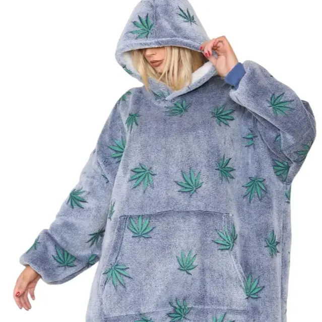 Adult Mens Womens Weed Oodie Oversized Hug & Snug Hoodie Snood Soft Blankets 0