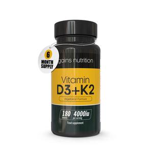 Vitamin D3 4000iu + K2 100mcg | 6 Months Supply | 180 Tablets | Healthcare Supplement