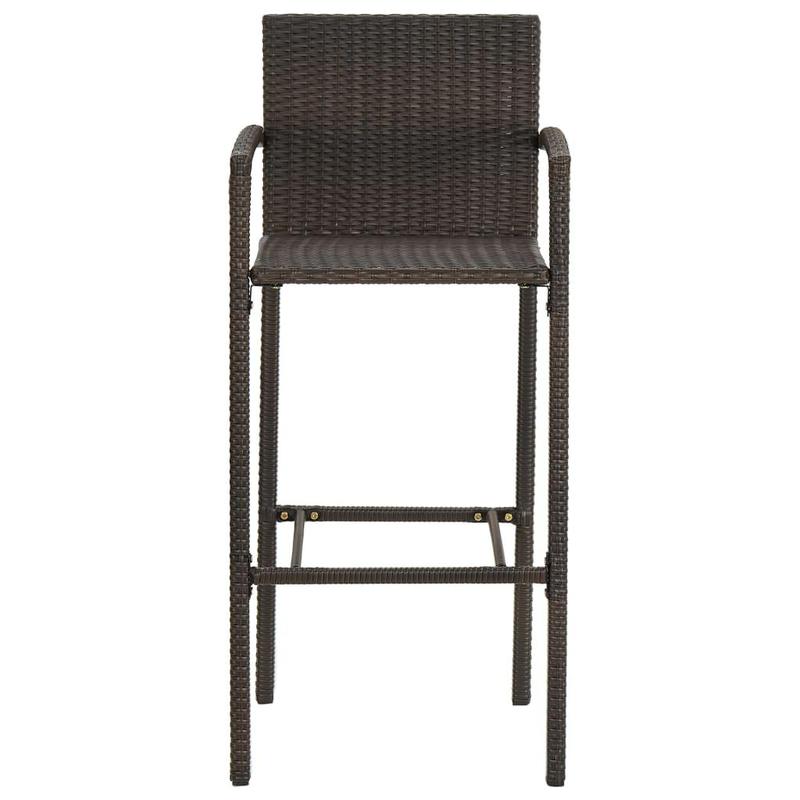 5 Piece Outdoor Bar Set with Armrest Poly Rattan Brown 3