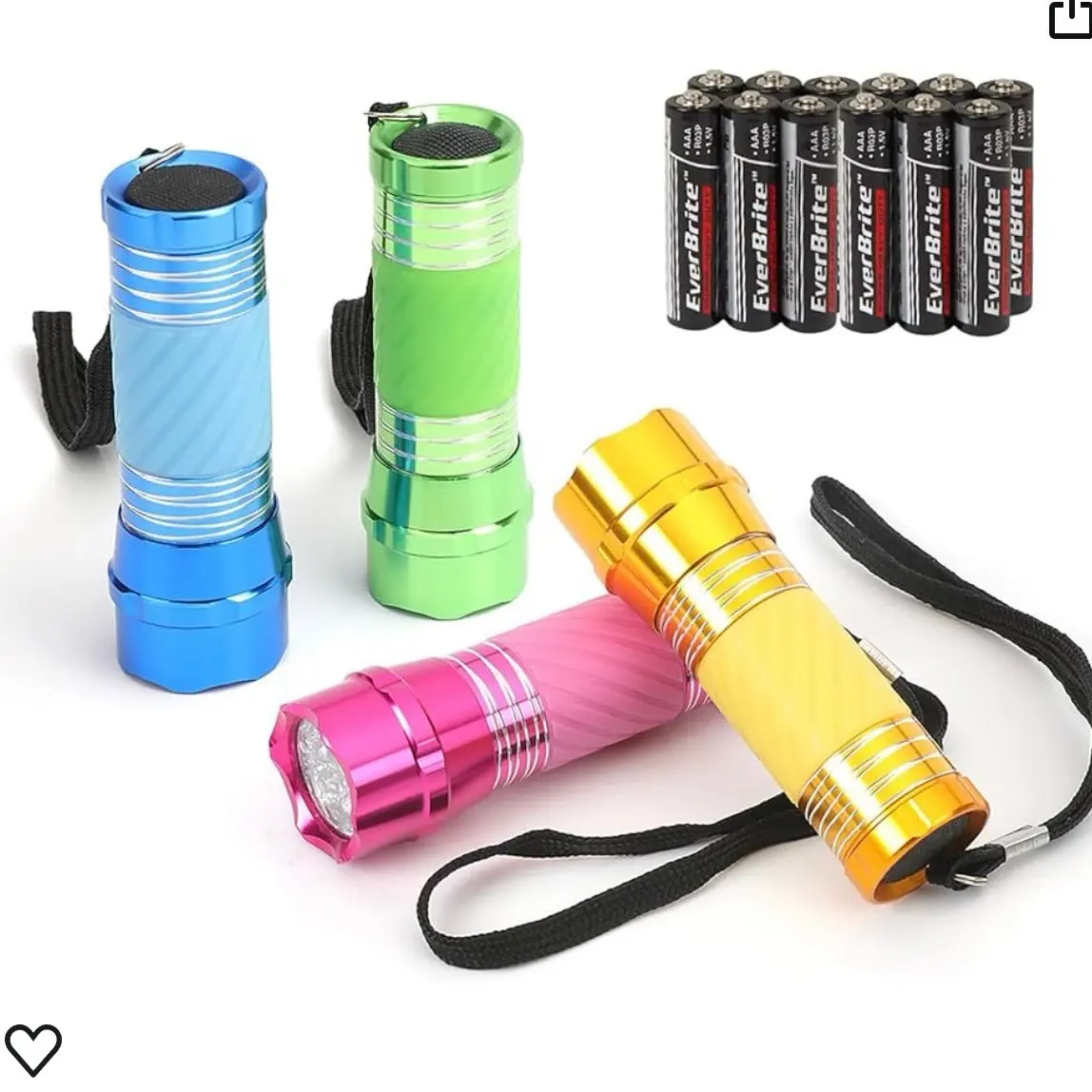 4-Pack LED Flashlight Mini Torch, 90mm Small Torches, Colorful Glow in Dark Torch Light, Camping Hiking Outdoors Party-Lightweight, Batteries Included