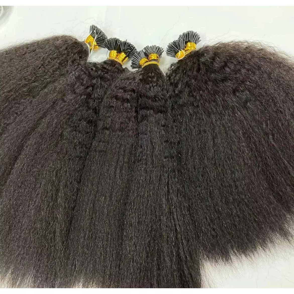 Kinky straight I-tips hair extensions
