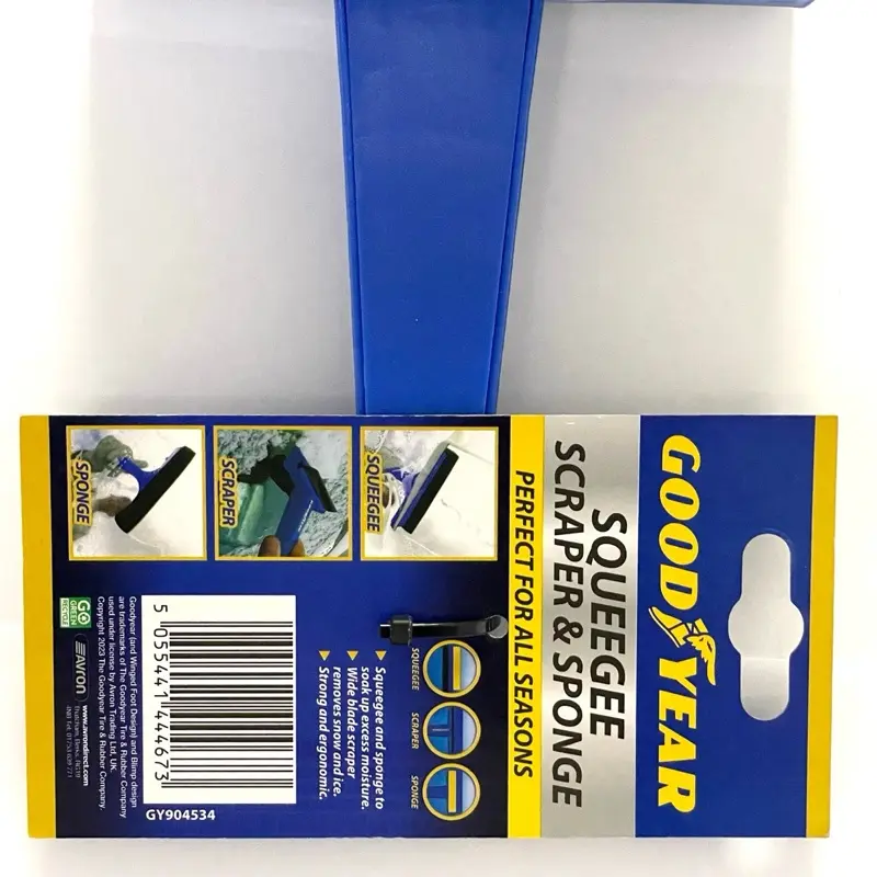 Goodyear 3-in-1 Squeegee Ice Scraper & Sponge for Neat and Clean Windows and Screens - Kitchen Utensil & Gadget